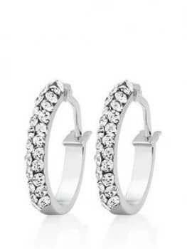 Beaverbrooks 9Ct White Gold Crystal Hoop Earrings