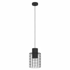 Eglo Industrial Single Pendant In Steel Black Finish