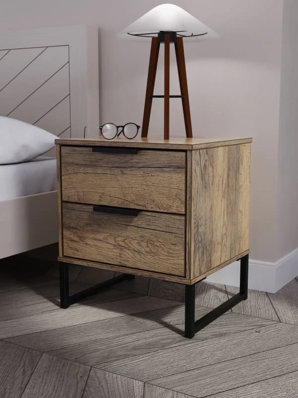 Ready Assembled 2 U Fuji 2 Drawer Bedside Cab(Ready Assembled) in Dark Brown Dark Brown Unisex