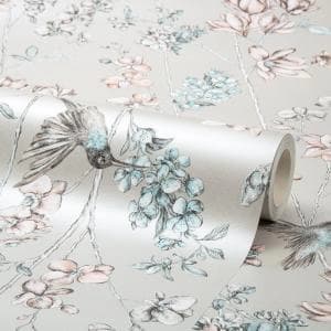 Holden Charm Silver and Apricot Wallpaper