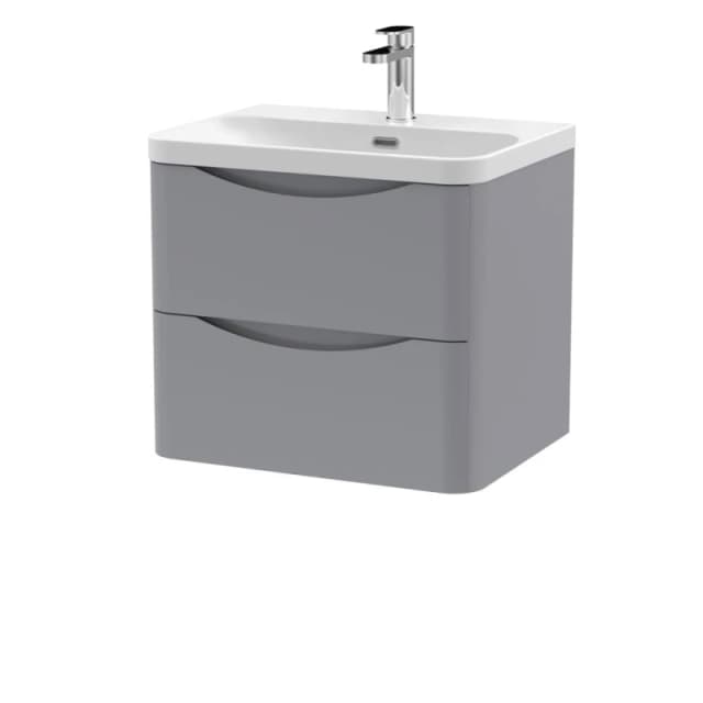 Balterley Arch Wall Hung 2-Drawer Bathroom Vanity, Ceramic Basin, Grey, 600mm in Grey Grey Unisex