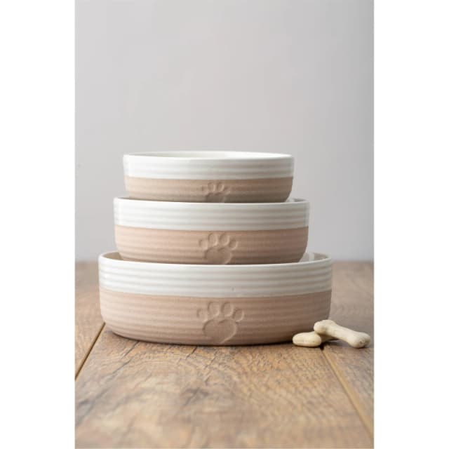 Set of 2 Heart Paw Pet Bowls 13cm