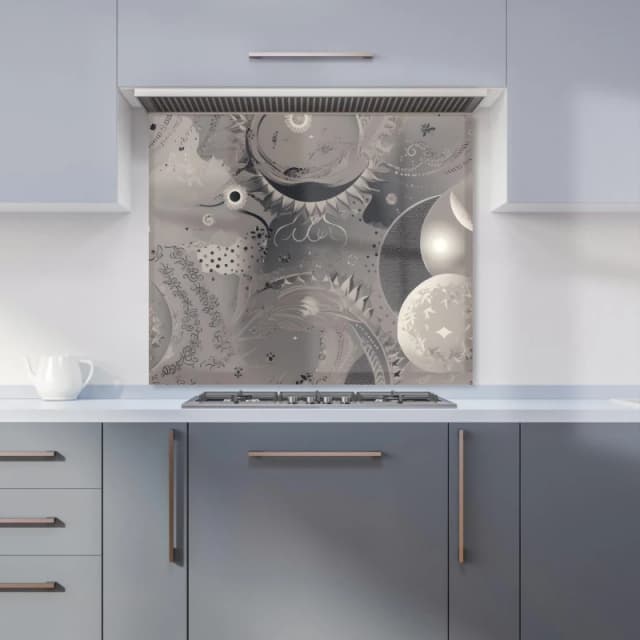 Warren Reed - Designer Abstract Moon Shapes Kitchen Splashback in Grey Size: 600mm x 750mm Grey Unisex 600mm x 750mm
