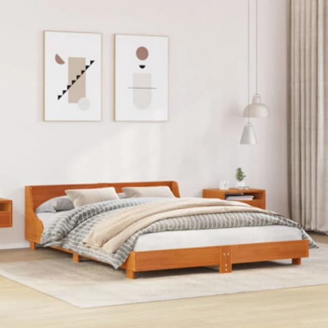 VIDAXL Vidaxl - Bed Frame without Mattress Wax Brown 135x190cm Double Solid Wood Pine 8721102852206