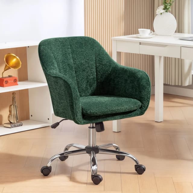 HOMCOM HOMCOM Modern Velvet Office Desk Chair for Bedroom, Living Room, Dark Green Dark Green One Size Unisex 5063603481695