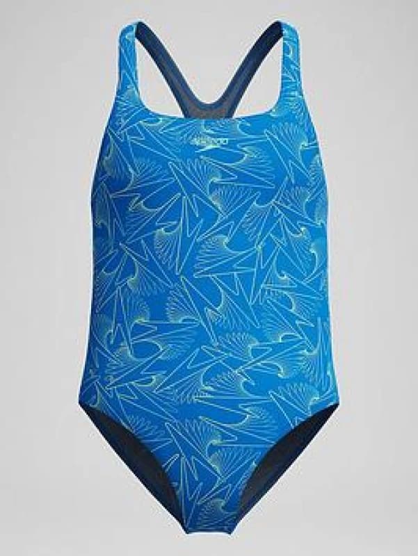 Speedo Girls HyperBoom Allover Medalist Swimsuit Swimming Costume Blue 5-6 Years Blue