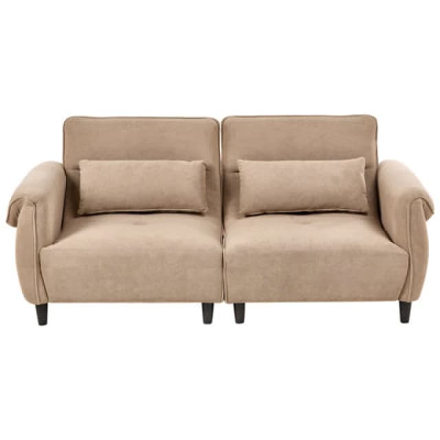 Beliani Sofa 3 Seater Wetlan Fabric Light Brown