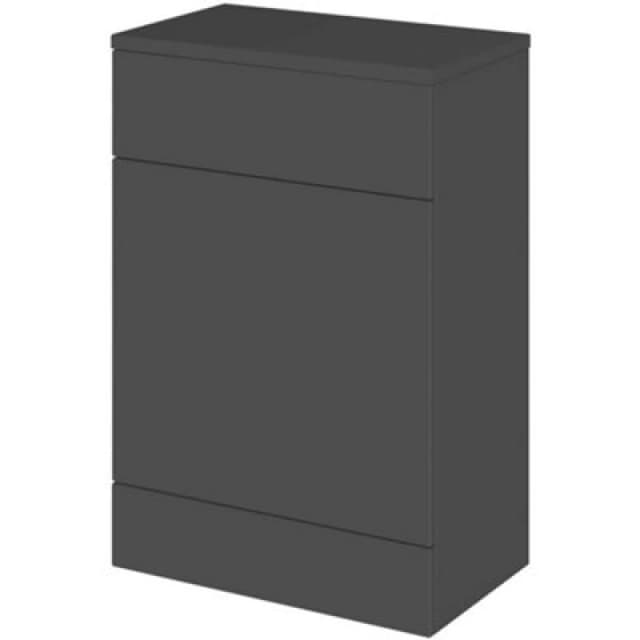 Hudson Reed Fusion 600mm Back-To-Wall Wc Unit And Top, Gloss Grey Freestanding Compact Toilet Cabinet