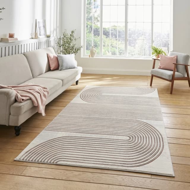 Apollo Swirl Washable Rug Rose