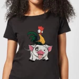 Moana Hei Hei and Pua Womens T-Shirt - Black