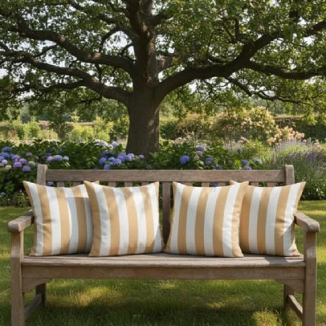 Luxury Living Wide Striped Outdoor Water-repellant Cushion in Yellow Size: 4 Pack Yellow Unisex 4 Pack