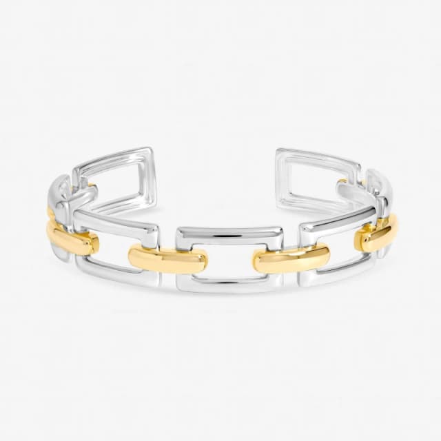 Inicio Womens Two Tone Polished Cuff Bracelet - Gift Pouch Multicolor Female One Size