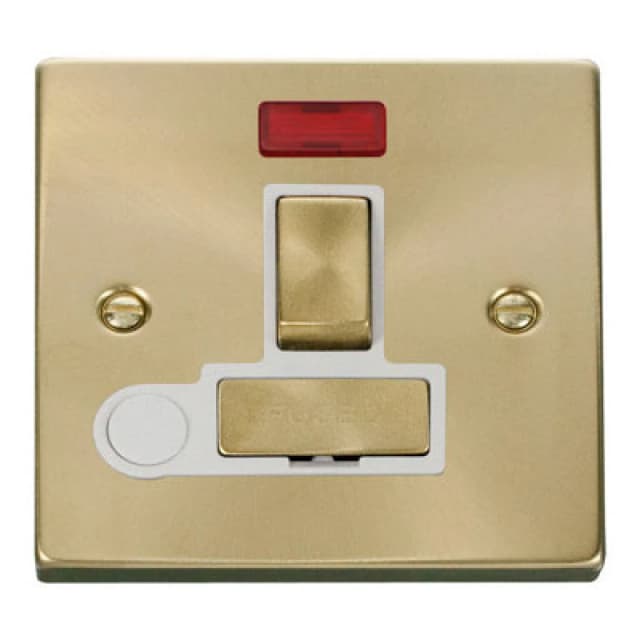 SE Home Satin / Brushed Brass 13A Fused Ingot Connection Unit Switched With Neon With Flex Gold unisex