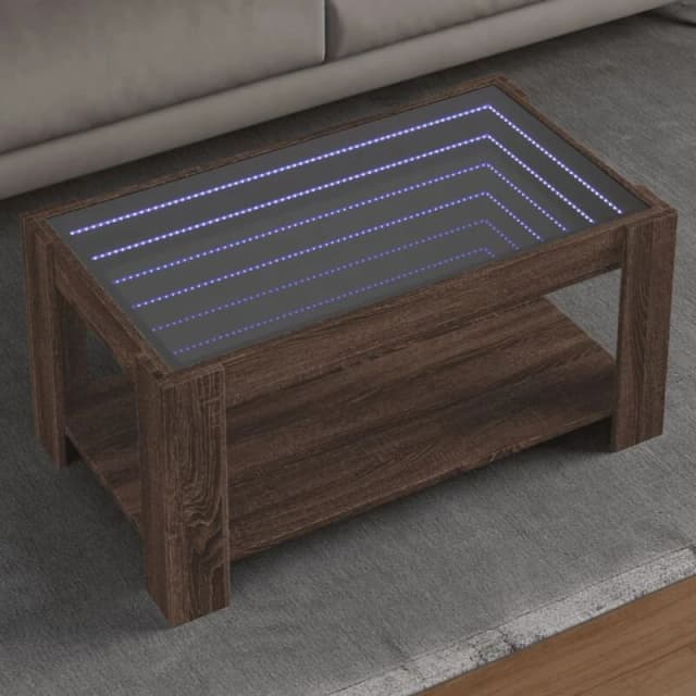 vidaXL Coffee Table with LED Brown Oak 93x53x45cm Engineered Wood, Brown 847559