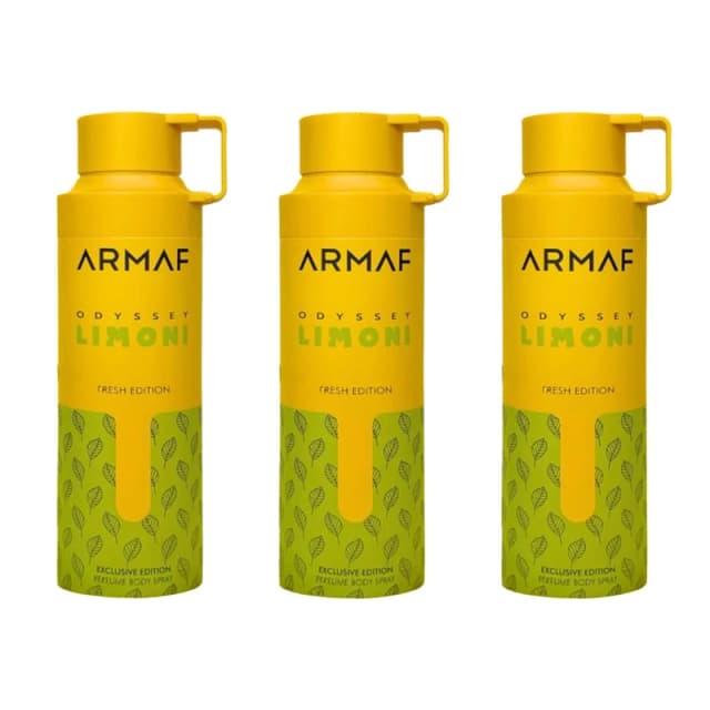 Armaf Mens Odyssey Limoni Fresh Perfumed Body Spray 200ml Pack of 3 in White White Male 200ml