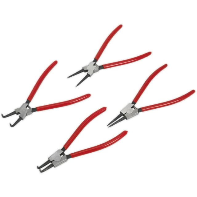 Loops 4 Piece 230mm Circlip Pliers Set - Internal / External - Spring Loaded Jaws Multi