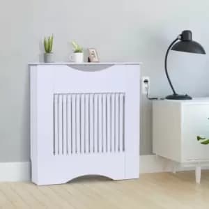 HOMCOM Radiator Cover Heater Cabinet Slatted Worktop Painted MDF White