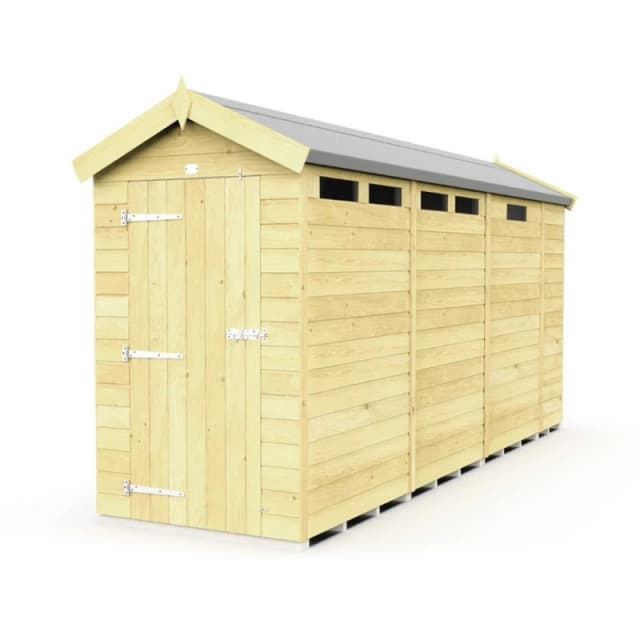 Buttercup Farm 4 x 13 Feet Apex Security Shed - Single Door - L387 x W118 x H217cm in Brown Brown Unisex