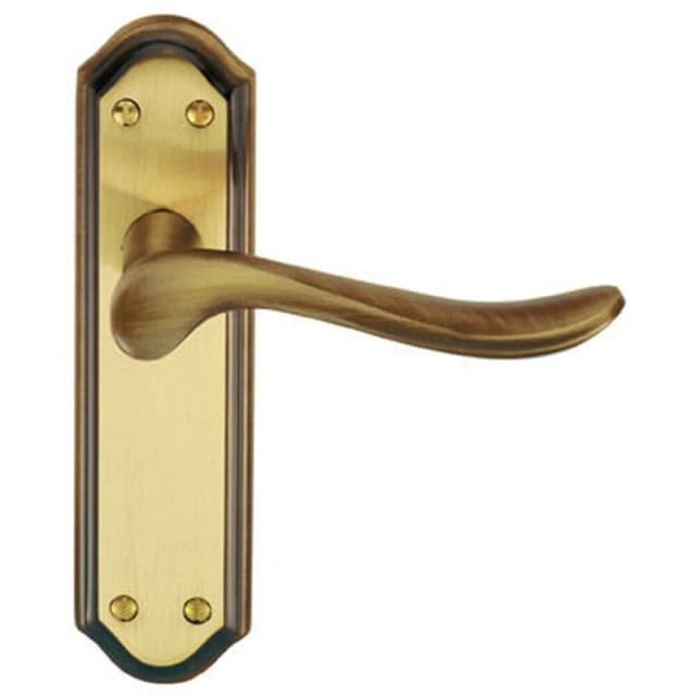 Loops PAIR Curved Handle on Sculpted Latch Backplate 180 x 48mm Florentine Bronze Multi