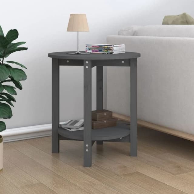 Vidaxl Coffee Table Grey Ø 55X60 Cm Solid Wood Pine, Grey 822354