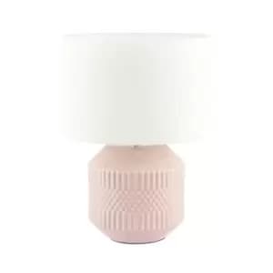 Rhombu Geometric Textured Ceramic Table Lamp Pink/White