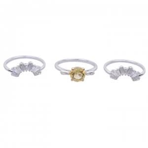 Swarovski Sunshine: Ring Set Czwh/Rhs 55 - Silver