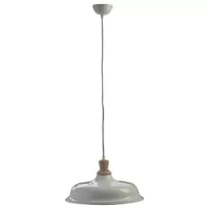 Premier Housewares Oslo Small Pendant Light in Iron/Wood - White