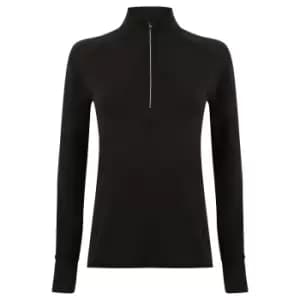 Tombo Womens/Ladies Long Sleeve Zip Neck Performance Top (S) (Black)