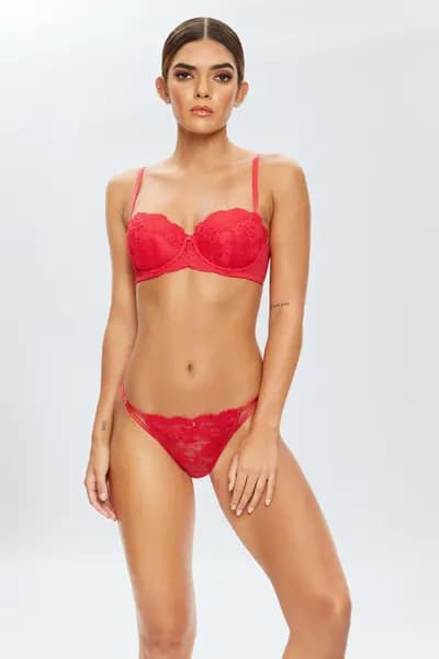 Ann Summers Sexy Lace Planet Balcony Bra Red