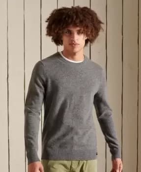 Superdry Mens Lambswool Lightweight Crew Jumper Light Grey / Cloud Grey Marl - Size: L