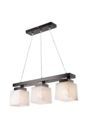 Kubus Bar Pendant Ceiling Light, Glass Shades Wenge, 3x E27