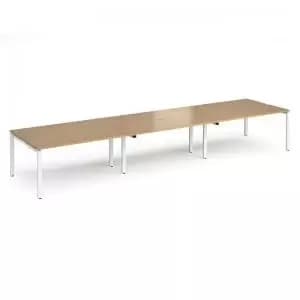 Adapt triple back to back desks 4800mm x 1200mm - white frame and oak