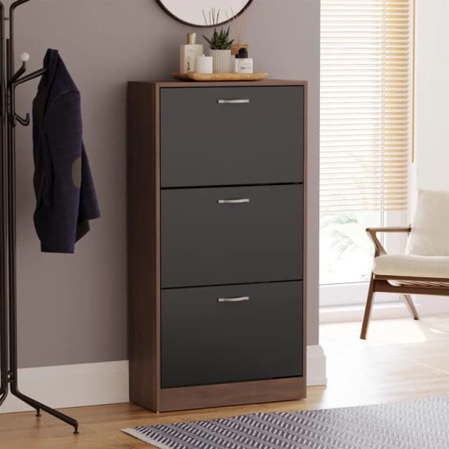 Lassic Vida Designs 3 Drawer Shoe Cabinet Walnut & Black unisex 3 Drawer