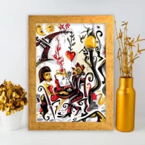 AC237801148 Multicolor Decorative Framed MDF Painting