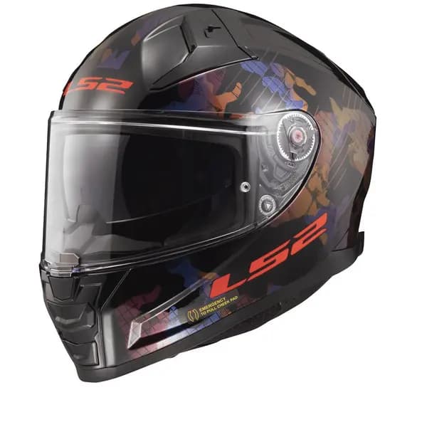 LS2 FF811 Vector II Kamo Glossy Black Blue-06 Full Face Helmet Size XS