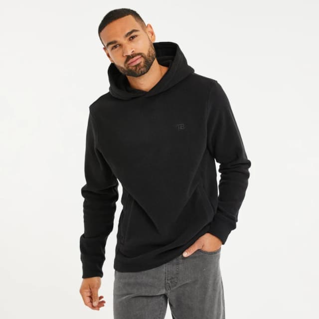 Threadbare Threadbare Men 'Ryan' Microfleece Overhead Hoodie in Black Size: Medium Black M Male 7625914165770