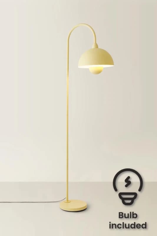 ValueLights ValueLights Tilly Pastel Arched Dome Shade Metal Floor Lamp with LED Bulb in Yellow Yellow One Size Unisex 5059406065859