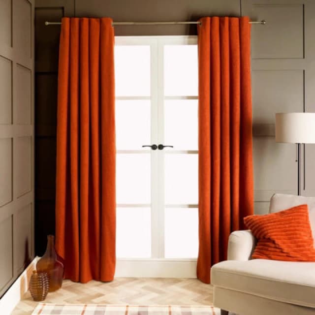 OHS OHS Pair Of Boucle Curtains Eyelet Blackout in Burnt Orange Size: 168cm width x 183cm drop Burnt Orange 168cm width x 183cm drop Unisex 50274342