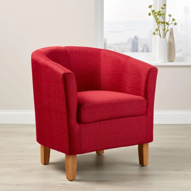 Home Source Bedford Small Padded Occasional Accent Tub Chair Red