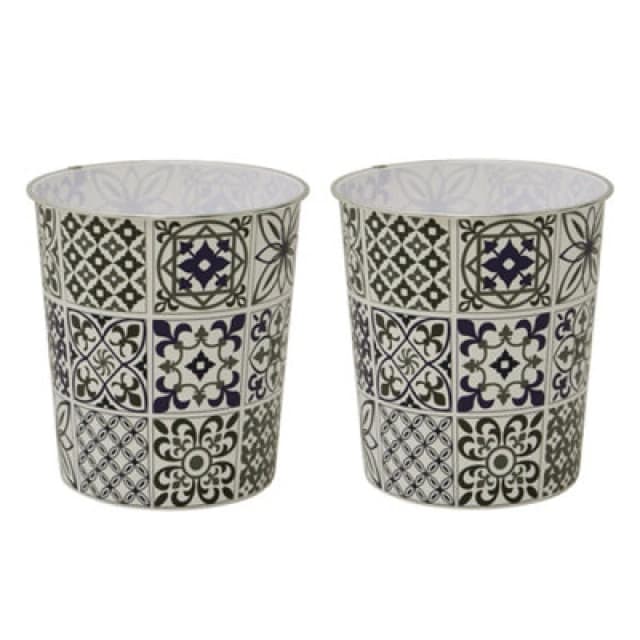 JVL JVL - Mosaic Navy Waste Paper Bin, Set of 2 16-295-2