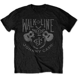 Johnny Cash - Walk The Line Guitars Mens Small T-Shirt - Black