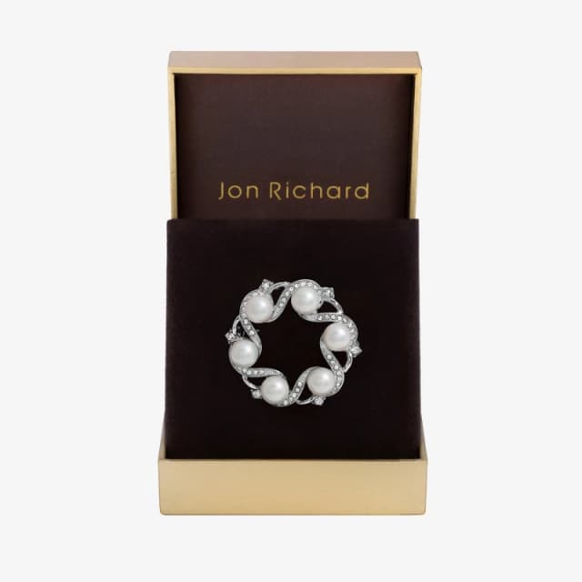 Jon Richard Silver Plated Pearl Wreath Brooch - Gift Box Jewellery Sets One Size Silver 72242411000
