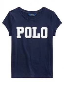 Ralph Lauren Girls Short Sleeve Polo Logo T-Shirt - Navy