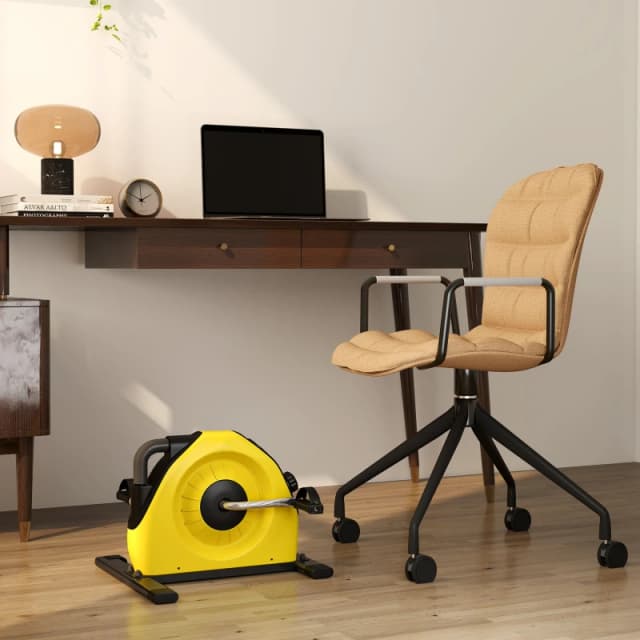 Sportnow Mini Exercise Bik Under Desk Bike For Legs And Arms Workout, Yellow, Yellow A90-364V00YL