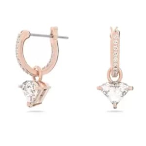 Ortyx Drop Triangle Cut White Rose Gold-tone Plated Earrings 5643738