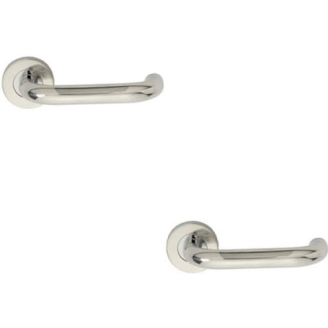 Loops 2x PAIR 19mm Round Bar Safety Handle on Round Rose Concealed Fix Polished Steel Metallics