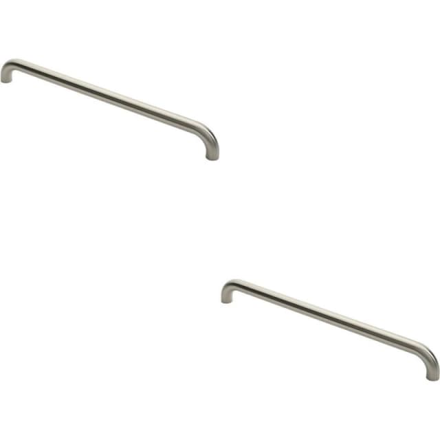 Loops 2x Round D Bar Pull Handle 630 x 30mm 600mm Fixing Centres Satin Steel Metallics unisex