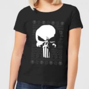 Marvel Punisher Womens Christmas T-Shirt - Black