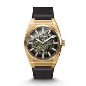 Fossil Mens Everett Automatic Eco Leather Watch - Black