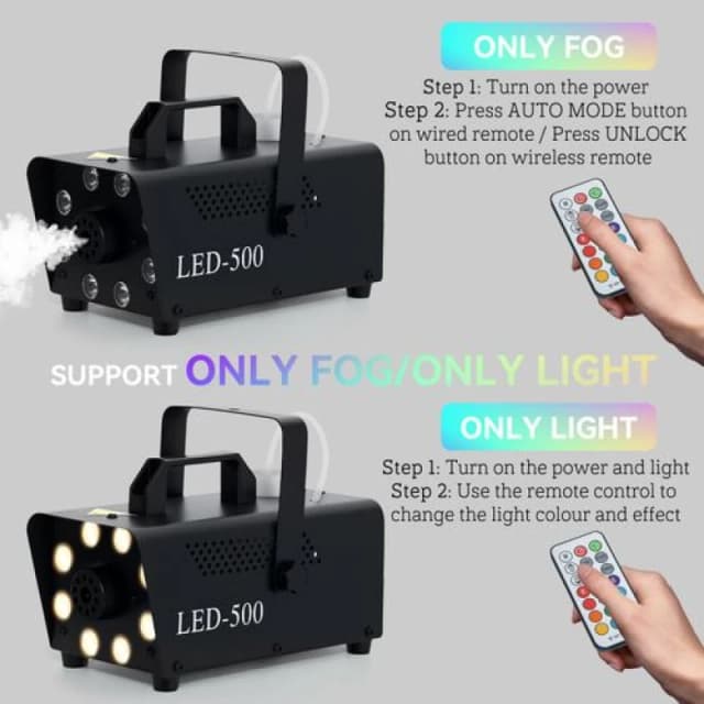 HOMCOM Halloween Fog Machine with 13 LED Colours and 4 Effects, 450W 2000CFM Black